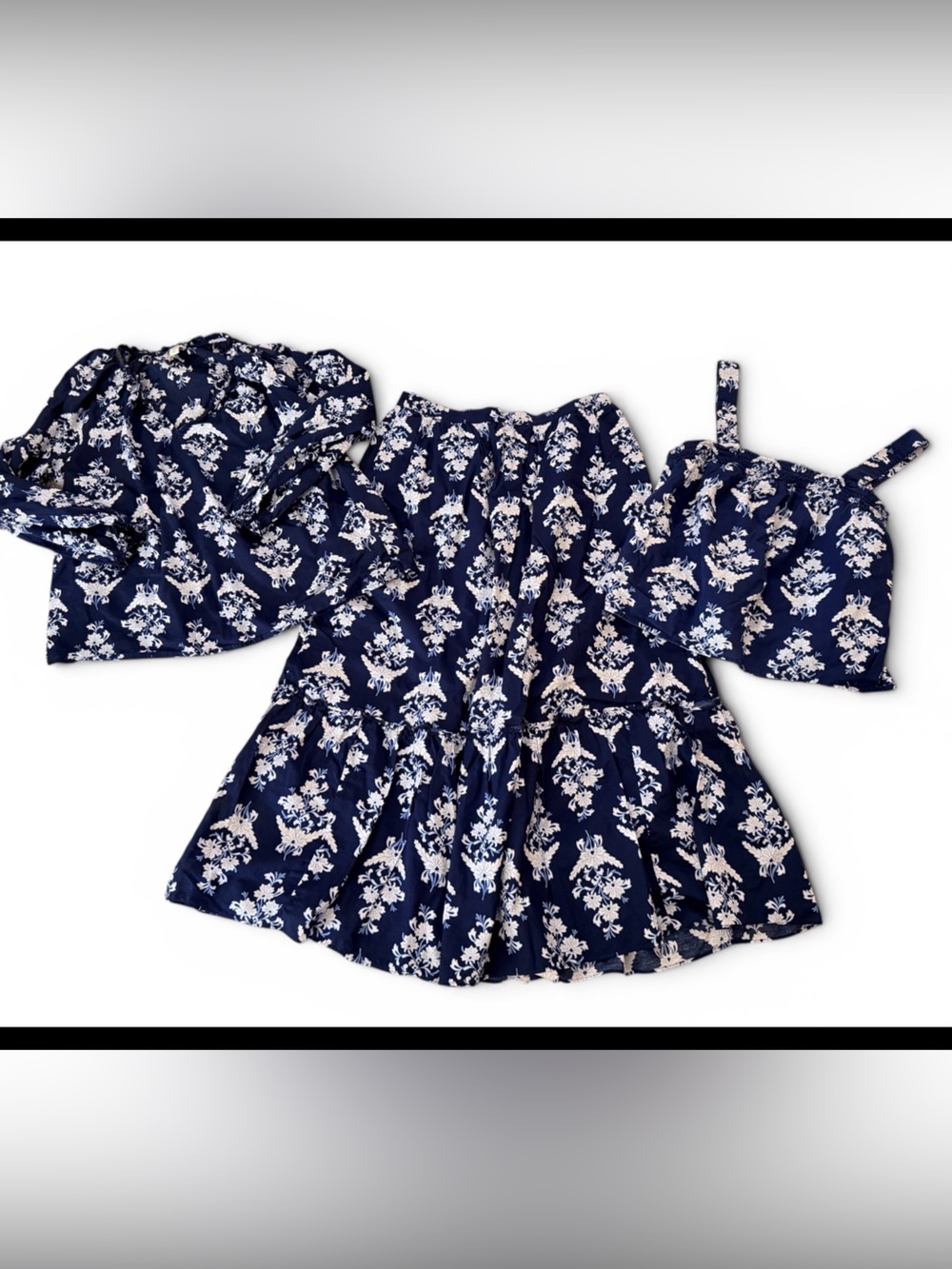 3pc J.Crew blue skirt and tops M